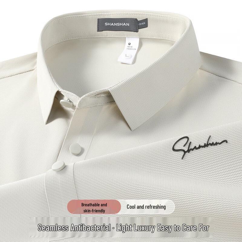 SHANSHAN Men s Ice Silk Short Sleeve Polo Shirt L