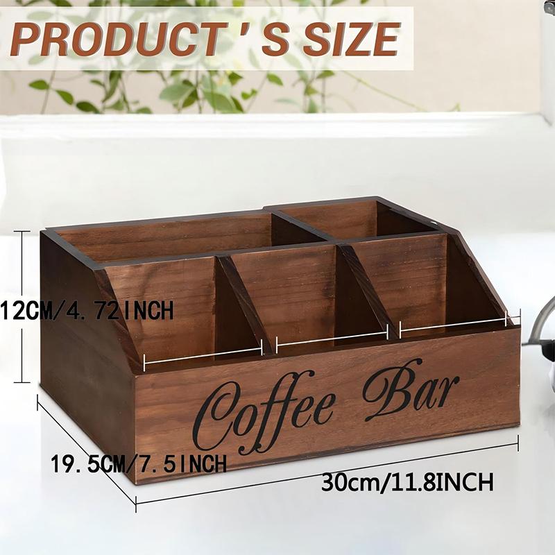 Eine Boutique-Kaffeeaufbewahrungsbox | Klassischer mehrzweckiger Holzorganisator für Kaffeezubehör, Regalkörbe
