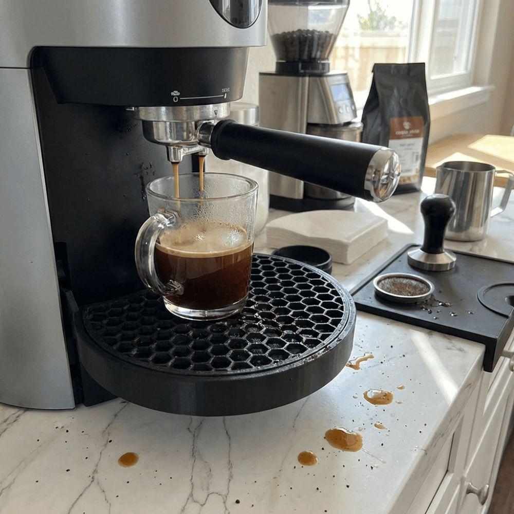 Svart Plast Kaffemaskin Droppbricka Honungskaka Hål Nätbricka Skydd Kaffestation