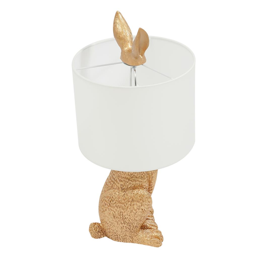 Golden Cute Rabbit-shaped Table Lamp Creative Bunny Desk Lamp Bedside Lamp Decorative LED Night Light with Push Button Switch
