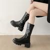 Black retro thick-soled thick-heeled Martin boots women's 2025 new summer British style thin medium tube knight boots