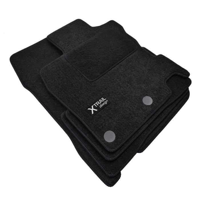 Tapis de sol - Logo - Nissan X-Trail - Velours noir - 4 pièces - Antidérapant - Sur mesure