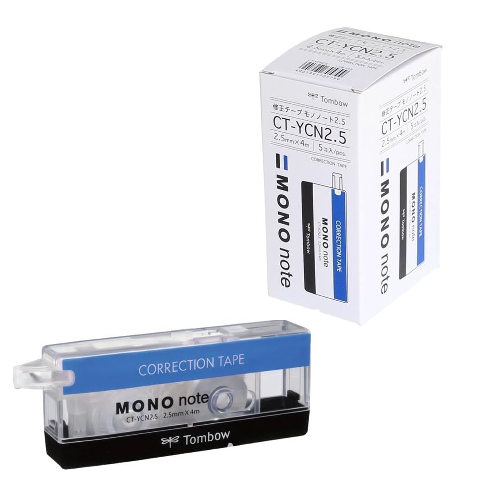 

Корректирующая лента Tombow Mono Note, 2,5 мм (Сверхтонкий, ширина 2,5 мм), 4м, 5 шт. (CT-YCN2.5-5P)