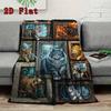 Feline Fantasy Portraits 2D Flat Pattern Flannel Blanket, High quality All Seasons, Home Decor, Warmth and Comfort, Perfect for Christmas Gifts.