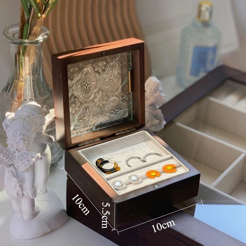 

Wooden Jewelry Box Necklace Bracelets Divided Compartment Organizer Boxes Ring Earrings Storage Boxes Trinket Organizer Cases
