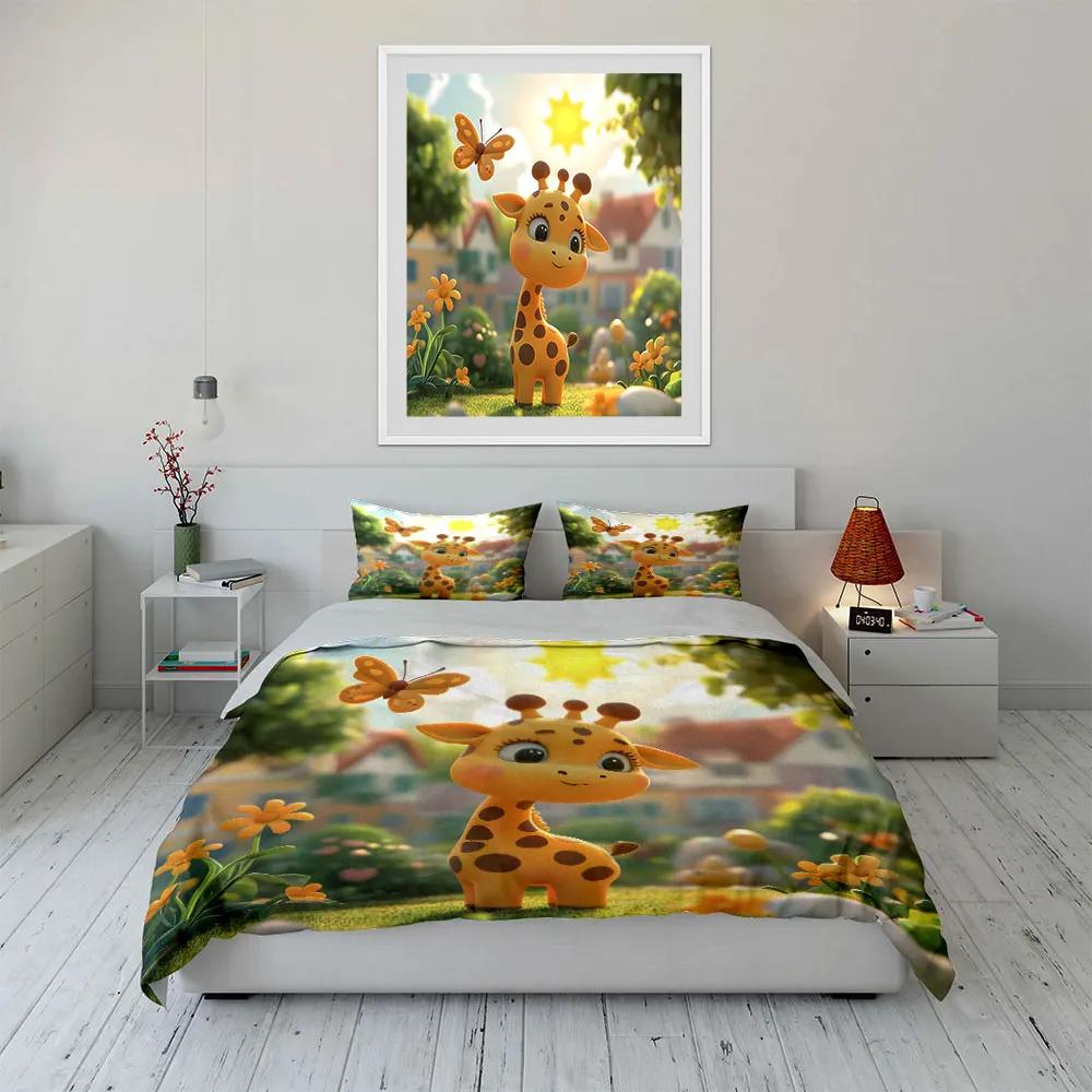 "Cartoon Giraffe Nursery Decor Set" Soft Comfortable Duvet Cover Bedding Set Included 1*Duvet Cover & 2*Pillowcases, Gift