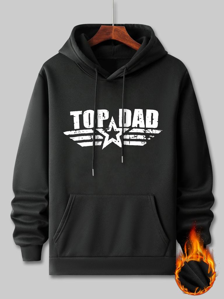 Men's hooded sweatshirt with TOP DAD pattern, printed fleece sweatshirt for autumn and winter.