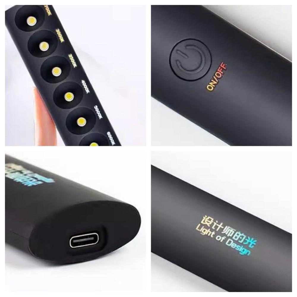 Spotlight Portable Color Temperature Stick Multifunction Rechargeable Designer's Light 6 Modes Handheld