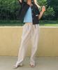 RONRON Back Heart Stitch Pocket Banding Pants Light Gray