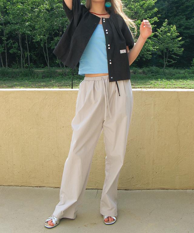 RONRON Back Heart Stitch Pocket Banding Pants Light Gray