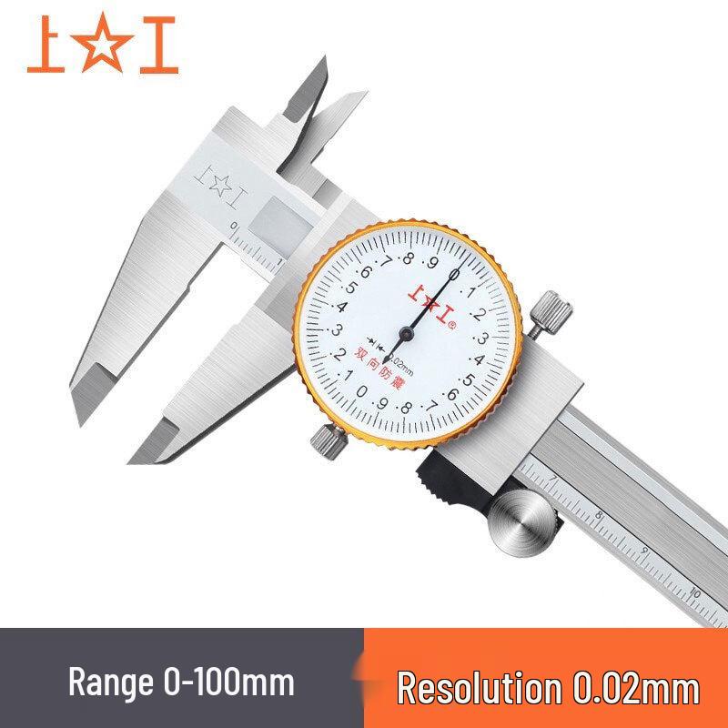 High Precision 0-150mm Shockproof Stainless Steel Dial Caliper 0.01mm Base Model