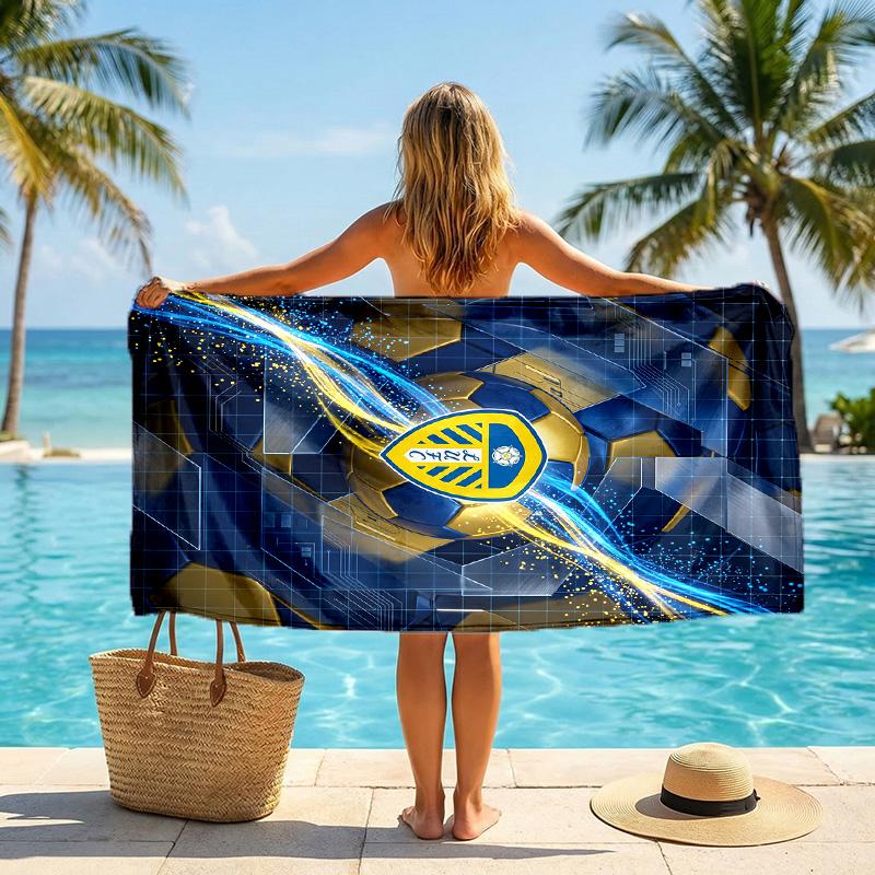 Asciugamano da Spiaggia Leeds United Football Morbido Microfibra Asciugamano Estivo Asciugatura Rapida Assorbente per Spiaggia Piscina Viaggio