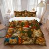 3pcs Christmas Kittens Bedding Set Down Comforter Cover and Pillowcases, Suitable for Guest Room Home Decoration All Seasons(No Insert) S0819010