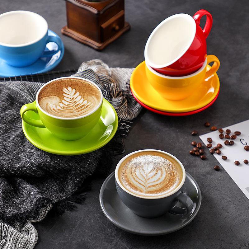 75ml/200ml Color Glaze Thickened Ceramic Coffee Cup Cappuccino Latte Cup Professional Figured Cup Standard Competition Mouth Mug