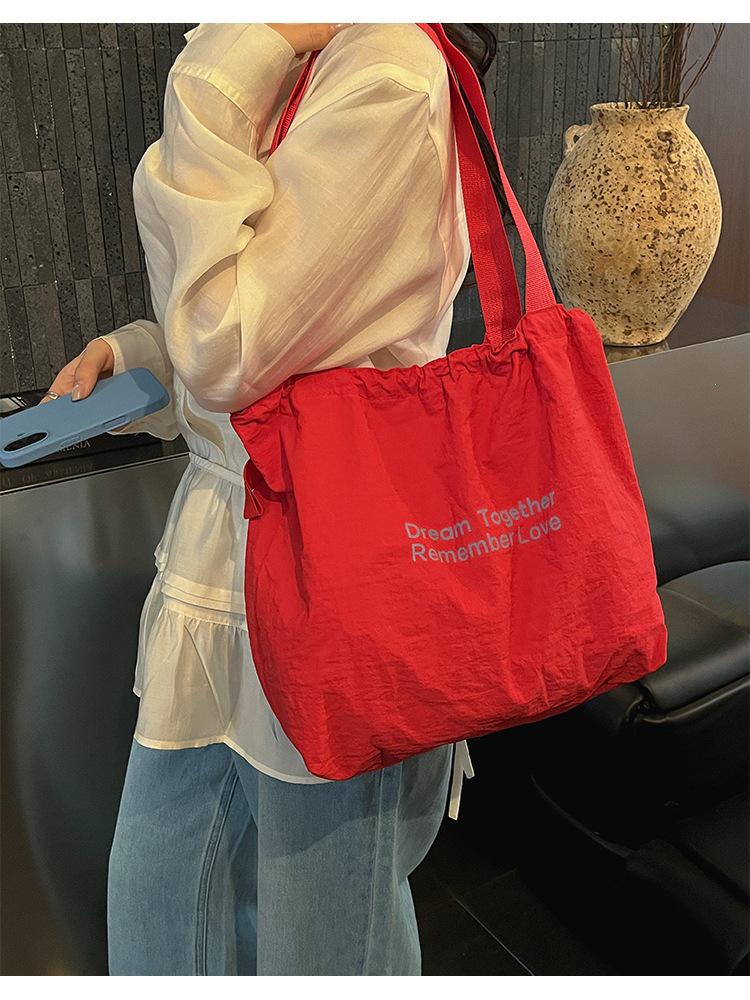 2026 Casual Large Capacity Canvas Drawstring Shopping Bag for Students