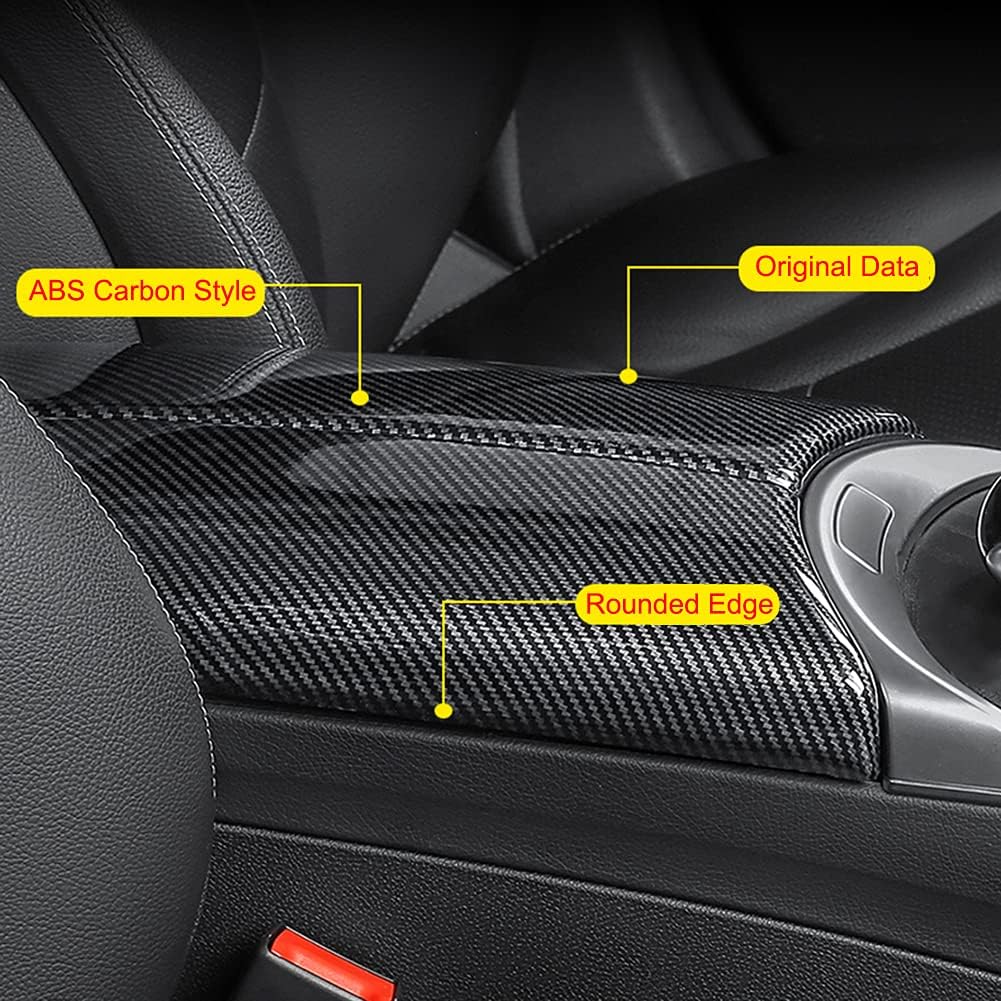 Interior Center Console Armrest Storage Box Protective Cover Trim For Mercedes Benz C Class W205 GLC Class X253 Accessories 2015- (Carbon Fiber
