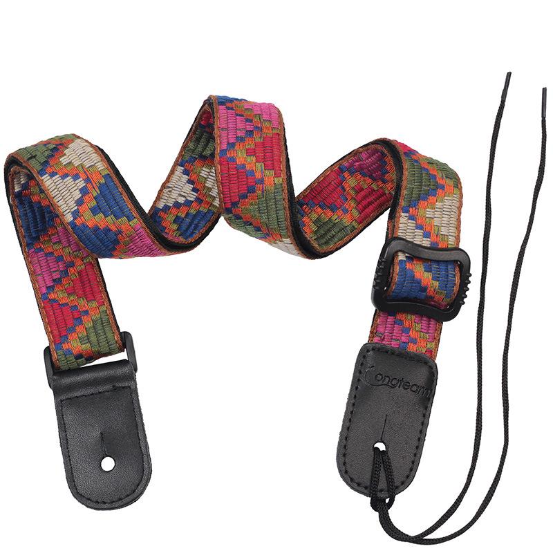 Bohemian Ethnic Leather Ukulele Headstock and Endpin Strap