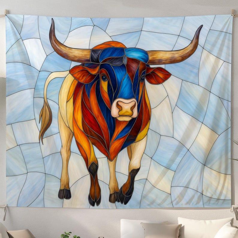 Stained Glass Bull tapestry 75x100 чёрный