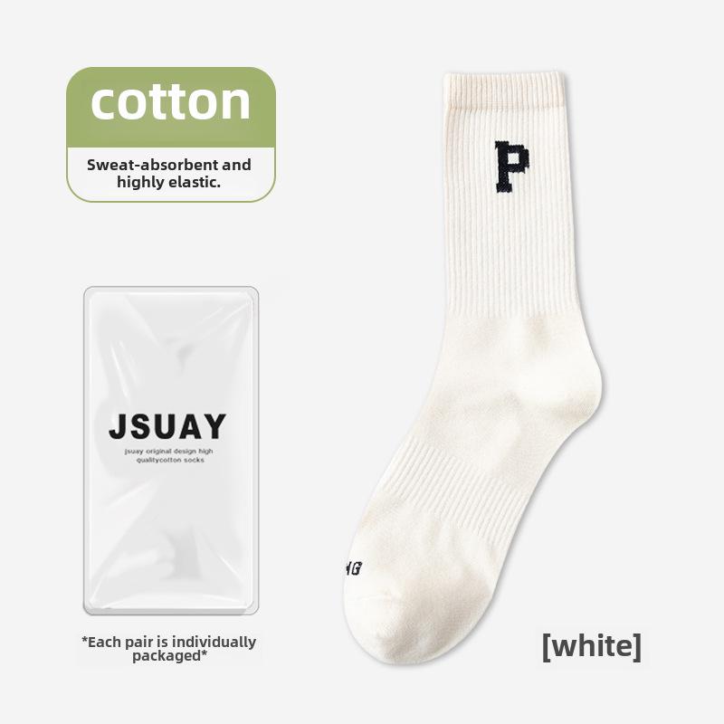 

Женские и мужские хлопковые баскетбольные носки: Модные средние и длинные тюбики на весну и осень One Size грязно-белый