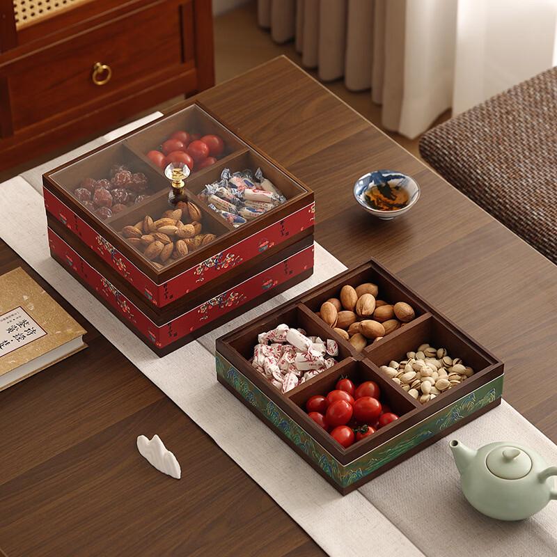 Acacia Wood New Chinese Style Double Layer Snack Box