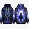 Felpa con Cappuccio Grafica 3D Maschera Cornuta Dark Fantasy Pullover Lavato Vintage Oversize Casual Streetwear Felpa Top Unisex