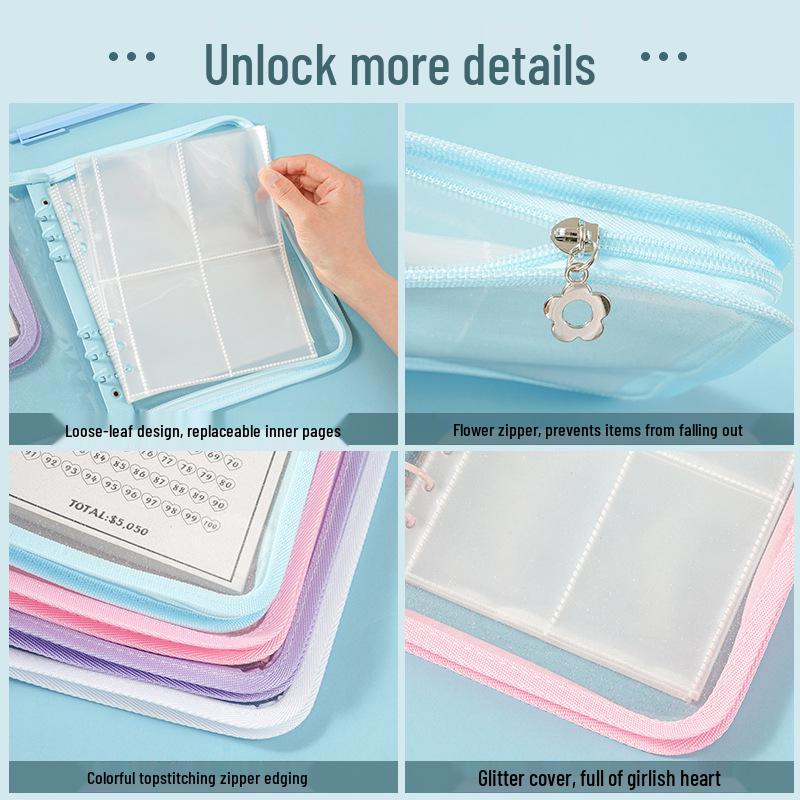Porta carte e album fotografico con cerniera in PVC, formato A5, coreano.