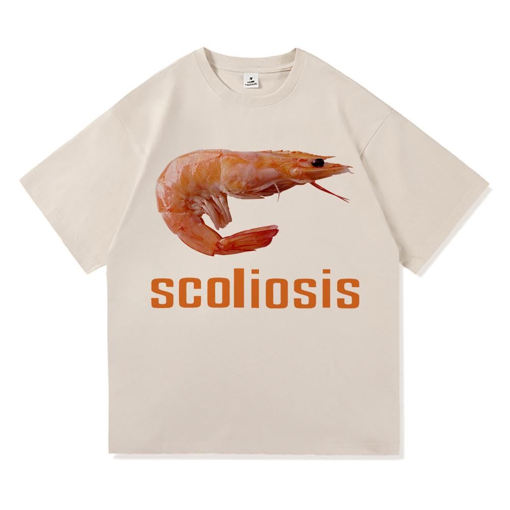 Scoliosis Funny Shrimp Meme T Shirt Hot Fashion Men Aesthetic Graphic T-Shirt Unisex Streetwear Cool Vintage Cotton Tees Shirts