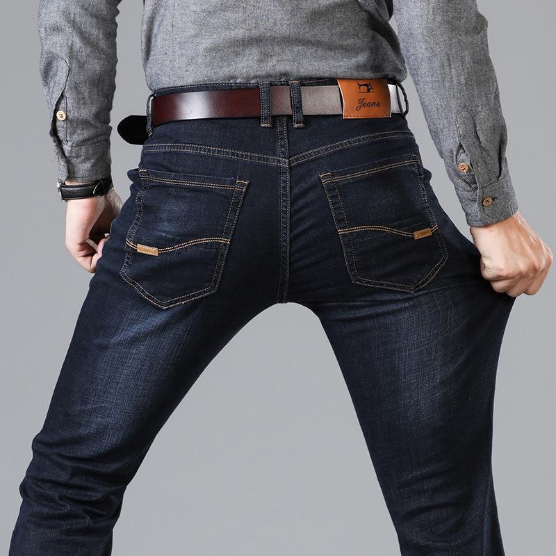 Men's Mid-waist Jeans Popular Fashion Jeans Spring and Autumn Men's Versatile Straight Elastic Long Trousers