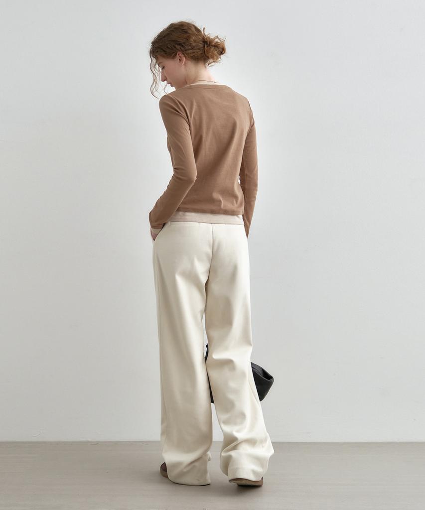 MONGDOL Winter Ver) One-Pleat Wide Slacks Ivory Mdpt025Fwivory