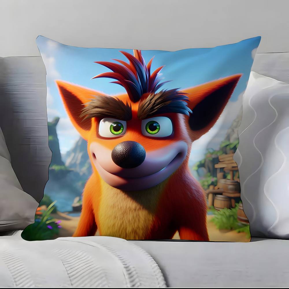 Game Cartoon Crashs B-B-Bandicoot Pillow Case Pillowcase Soft Skin Friendly & Comfortable With A Hidden Zipper