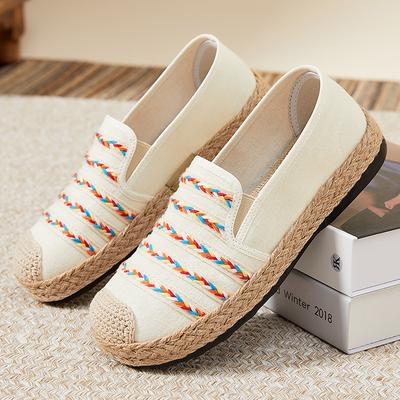 Leinenschuhe Ethnischer Stil Slipper Lässige Mutterschuhe Polyurethan Weiche Sohlen Nicht ermüdend Damenschuhe