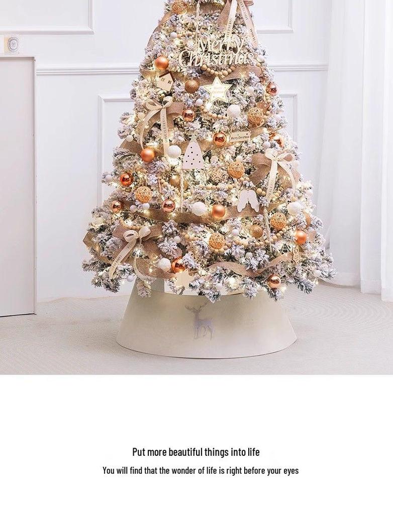 Snowfall White Flocked Christmas Tree - 1.2/1.5/1.8/3m Bare Tree for Home Decoration