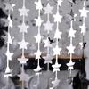 5pcs sparkling silver star birthday decoration, aluminum foil tassel curtains, disco bachelor party decoration, suitable for Halloween and Christmas