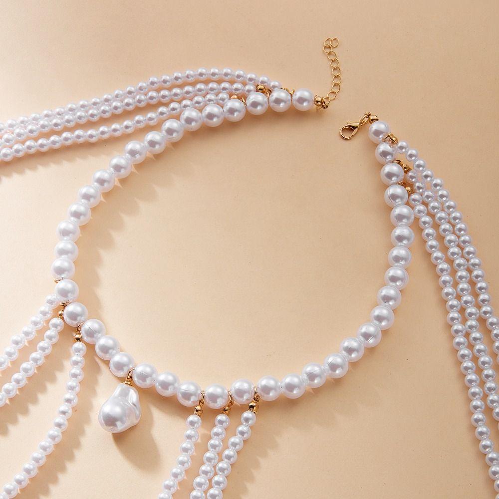 Perlen Imitation Perle Schulterkette Mehrschichtige Schulter Körperkette Bankett Partys