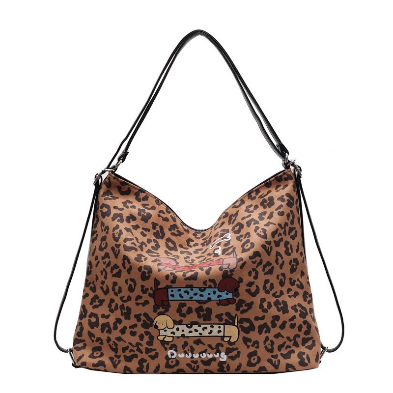 

Casual commuting large-capacity leopard print women s backpack 2025 new backpack fashionable multi-purpose shoulder tote bag