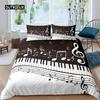 Piano Pattern Duvet Cover Microfiber Classic Music Themed 2/3Pcs Bedding Set Musical Pattern Geometric Stripe King Quilt Cover