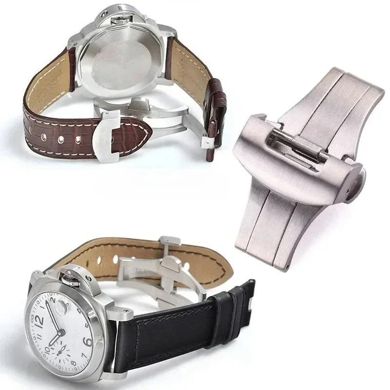 20mm 22mm Metalen Gesp Vlinder Massief Roestvrij Staal Sluiting voor Panerai Gepolijst Mat Vouwknop Horloge Accessoires
