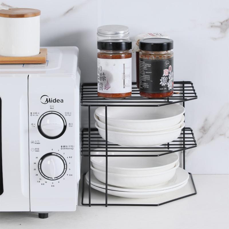 3 Layers Dish Drying Rack Kitchen Organizer Corner Shelf Pot Non Punching Storage Table Rack Under Sink Storage Rack