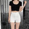 High Waist Black Slim Summer Shorts - Sexy New Elastic Hip Peach Leggings 2024