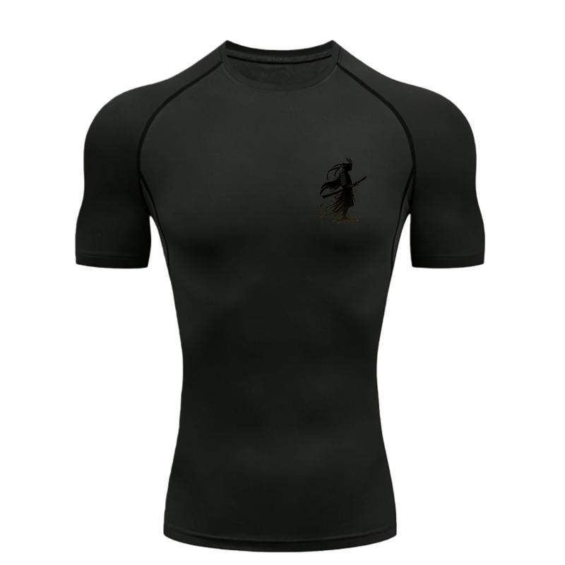 A Samurai Silhouette  Men's Sports T-shirt Training Fitness Compression Workout T-Shirt