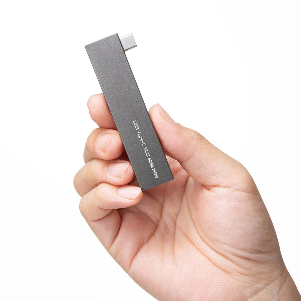 Sanwa Supply USB Hub Connection Combo USB A 1 Aluminum Slim Body Type-C (3 Ports, Type-C Port) USB-3TCH21SN