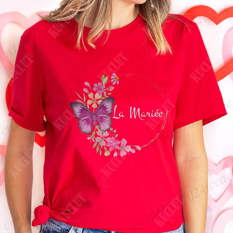 French Bridal Wedding Tops Team Bride T-shirt Women Single Bachelorette Hen Party Tees EVJF Future Bride Bridesmaid Clothing