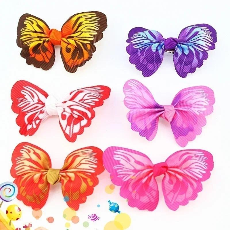 Butterfly Style Dog Hair Acciessories Pet Dog Hair Bows Elastic Cut Pet Grooming Purducts Randomly