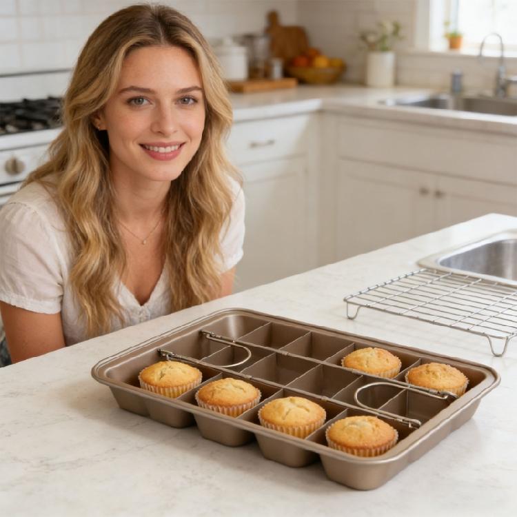 Strong Carbon Steel Mini Cake Pan With Detachable Barriers For Well Formed Small Cakes