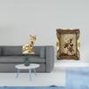Elegant Feline Sculpture And Vintage Photo Frame for Fireplace Tabletop Display Ornamental Home