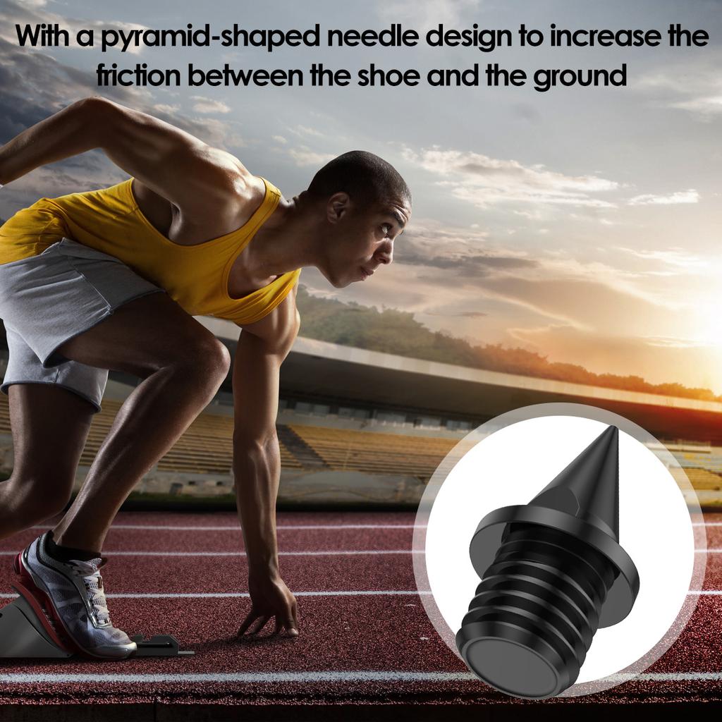 100Pcs Track Spikes Steel Wear Resistant Shoe Spikes Replacement Non-slip Lightweight Sport Shoes Spikes with Spike Wrench