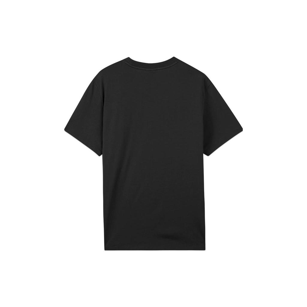Skechers Solid Color Round Neck Loose Short Sleeve Drop Shoulder T-Shirt Unisex Tops Carbon-Black L223U092-0018