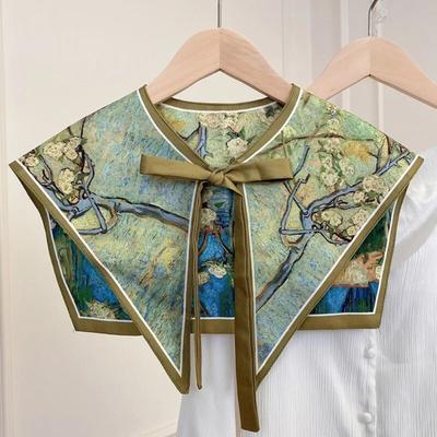 Camisa feminina destacável gola falsa feminina estampa floral gola falsa vintage meia camisa colar xale envoltórios de ombro