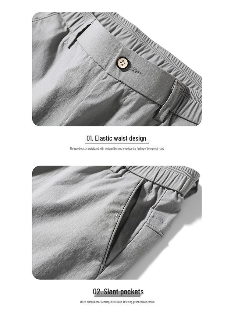 2025 Summer Men's Slim Stretch Ice Silk Cargo Pants