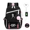 3 Piece School Backpack Set for Students Large Capacity Oxford Cloth Schoolbag with Shoulder Strap and Pencil Case